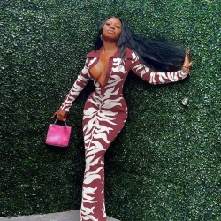 Women Fashion Sexy Printed Lapel-Breasted Long-Sleeve Slim Fit Dress