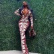 Women Fashion Sexy Printed Lapel-Breasted Long-Sleeve Slim Fit Dress