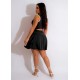 Women Fashion Sexy Pleated V-Neck Sleeveless Hollow-Out Sport Dress