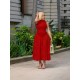 Women Fashion Elegant Solid Color Pleated Stitching Sleeveless Dress