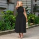 Women Fashion Elegant Solid Color Pleated Stitching Sleeveless Dress