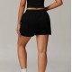 Women Fashion Casual Solid Color High Waist Pocket Loose Sports Shorts