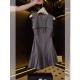 Women Fashion Elegant Solid Color Round-Neck Sleeveless Pleated Slim Fit Dress