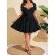 Plus Size Women'S Elegant Bow Solid Color Dress