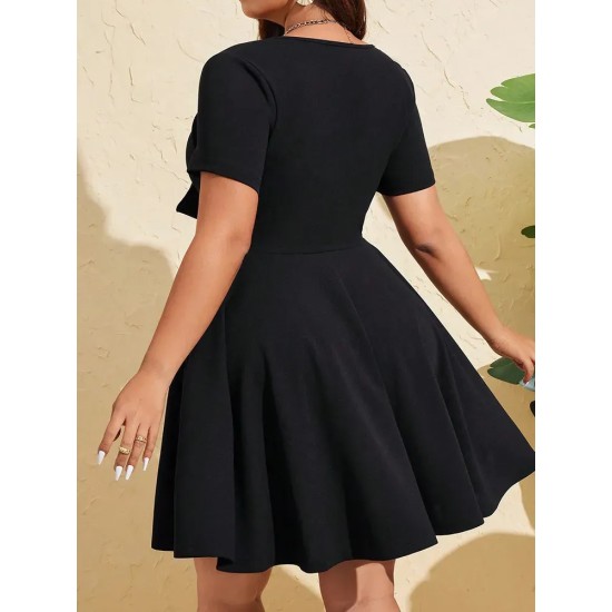 Plus Size Women'S Elegant Bow Solid Color Dress