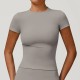 Women Fashion Casual Solid Color Short-Sleeve Quick-Drying Yoga T-Shirt