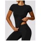 Women Fashion Casual Solid Color Short-Sleeve Quick-Drying Yoga T-Shirt