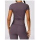 Women Fashion Casual Solid Color Short-Sleeve Quick-Drying Yoga T-Shirt
