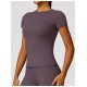 Women Fashion Casual Solid Color Short-Sleeve Quick-Drying Yoga T-Shirt