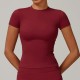 Women Fashion Casual Solid Color Short-Sleeve Quick-Drying Yoga T-Shirt