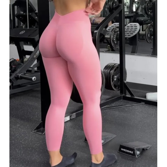 Women Fashion Sexy Solid Color High Waist Seamless Tight Yoga Pants