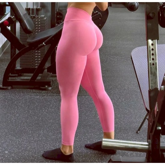 Women Fashion Sexy Solid Color High Waist Seamless Tight Yoga Pants