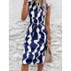 Women Fashion Irregular Printed Sleeveless Loose Dress