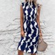 Women Fashion Irregular Printed Sleeveless Loose Dress