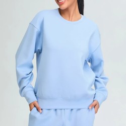 Women Casual Simple Solid Color Long-Sleeve Sports Sweatshirt