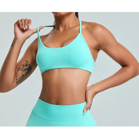 Women Fashion Solid Color Seamless Backless Quick-Drying Sports Yoga Bra