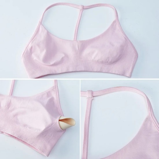 Women Fashion Solid Color Seamless Backless Quick-Drying Sports Yoga Bra