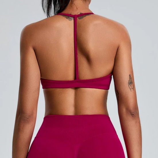 Women Fashion Solid Color Seamless Backless Quick-Drying Sports Yoga Bra