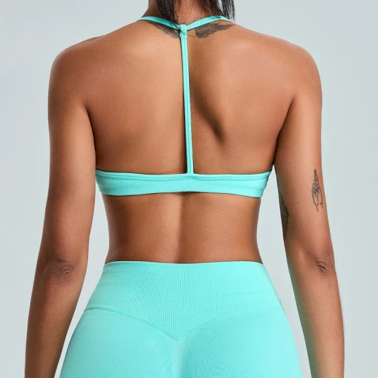 Women Fashion Solid Color Seamless Backless Quick-Drying Sports Yoga Bra
