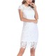 Women Fashion Sexy Solid Color Lace Short-Sleeve Slim Fit Dress
