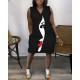 Women Fashion Casual V-Neck Sleeveless Loose Dress