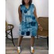 Women Fashion Casual V-Neck Sleeveless Loose Dress