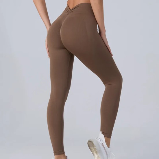 Women Fashion Sexy Solid Color High Waist Quick-Drying Yoga Pants