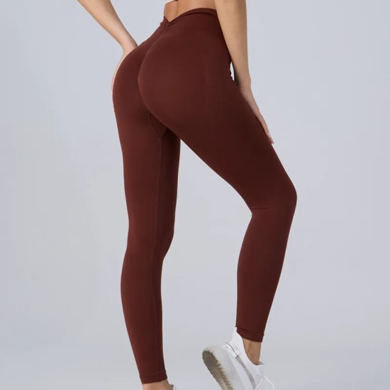 Women Fashion Sexy Solid Color High Waist Quick-Drying Yoga Pants