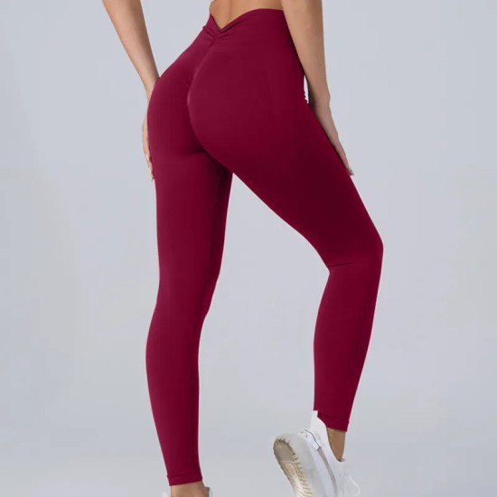 Women Fashion Sexy Solid Color High Waist Quick-Drying Yoga Pants