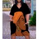 Women Fashion Casual Plus Size Printed V-Neck Short-Sleeve Loose Dress