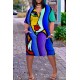 Women Fashion Casual Plus Size Printed V-Neck Short-Sleeve Loose Dress